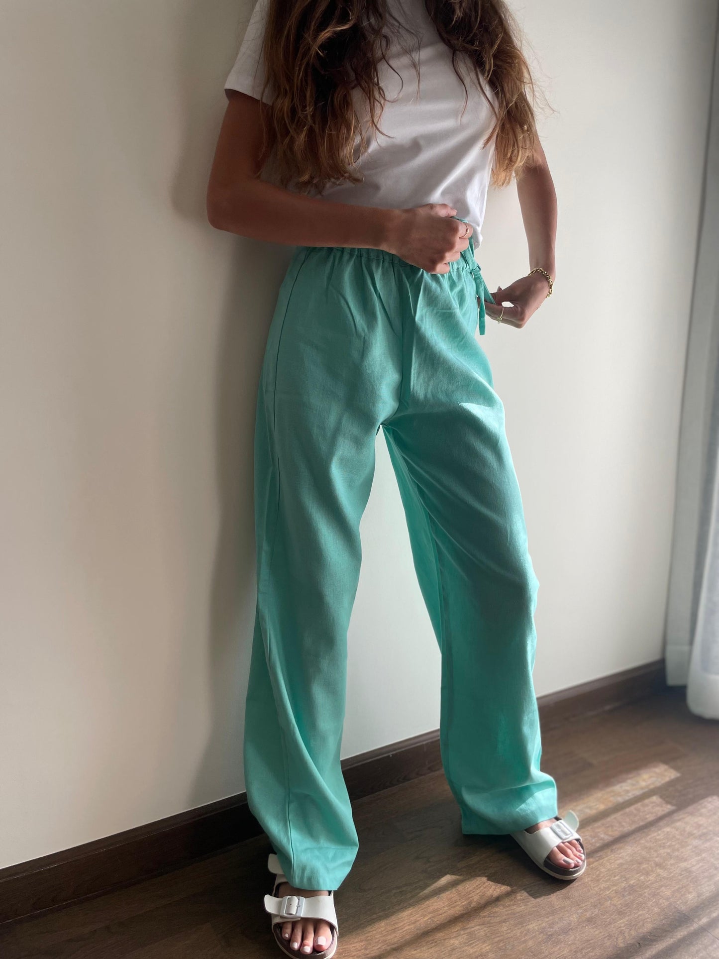 SIDE RIBBON LINEN PANTS